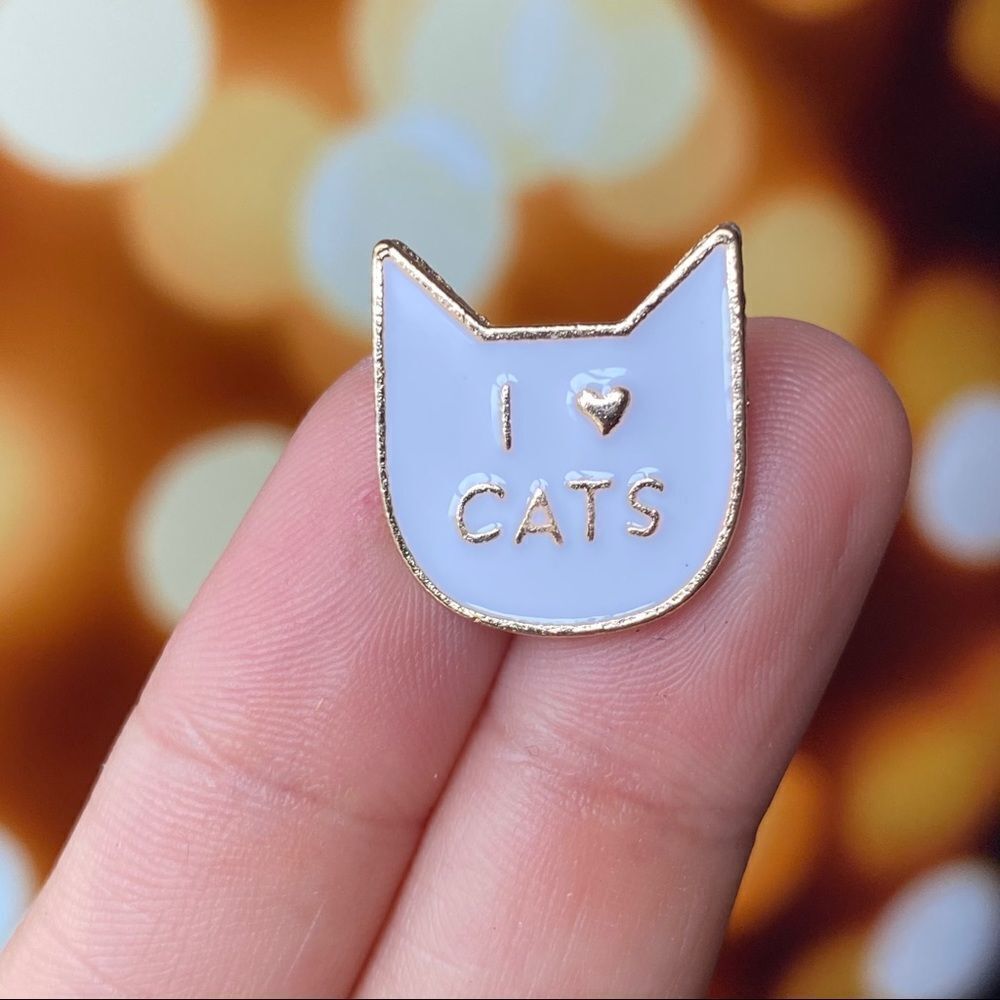 I Love Cats White Small Enamel Pin/ Brooch Lapel